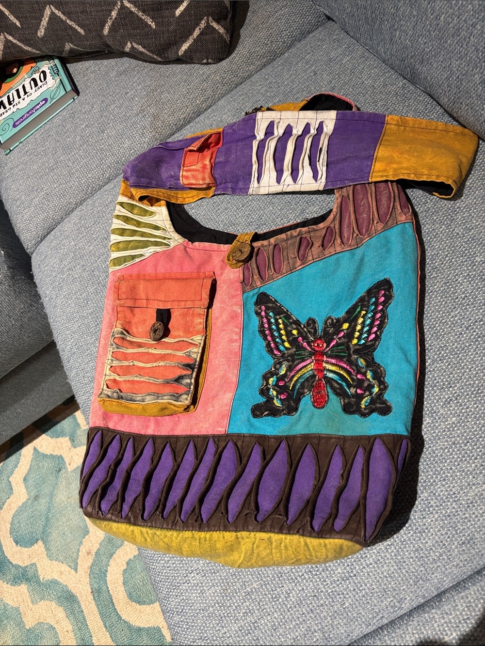 Cotton Patchwork Hobo Croasbody Bag